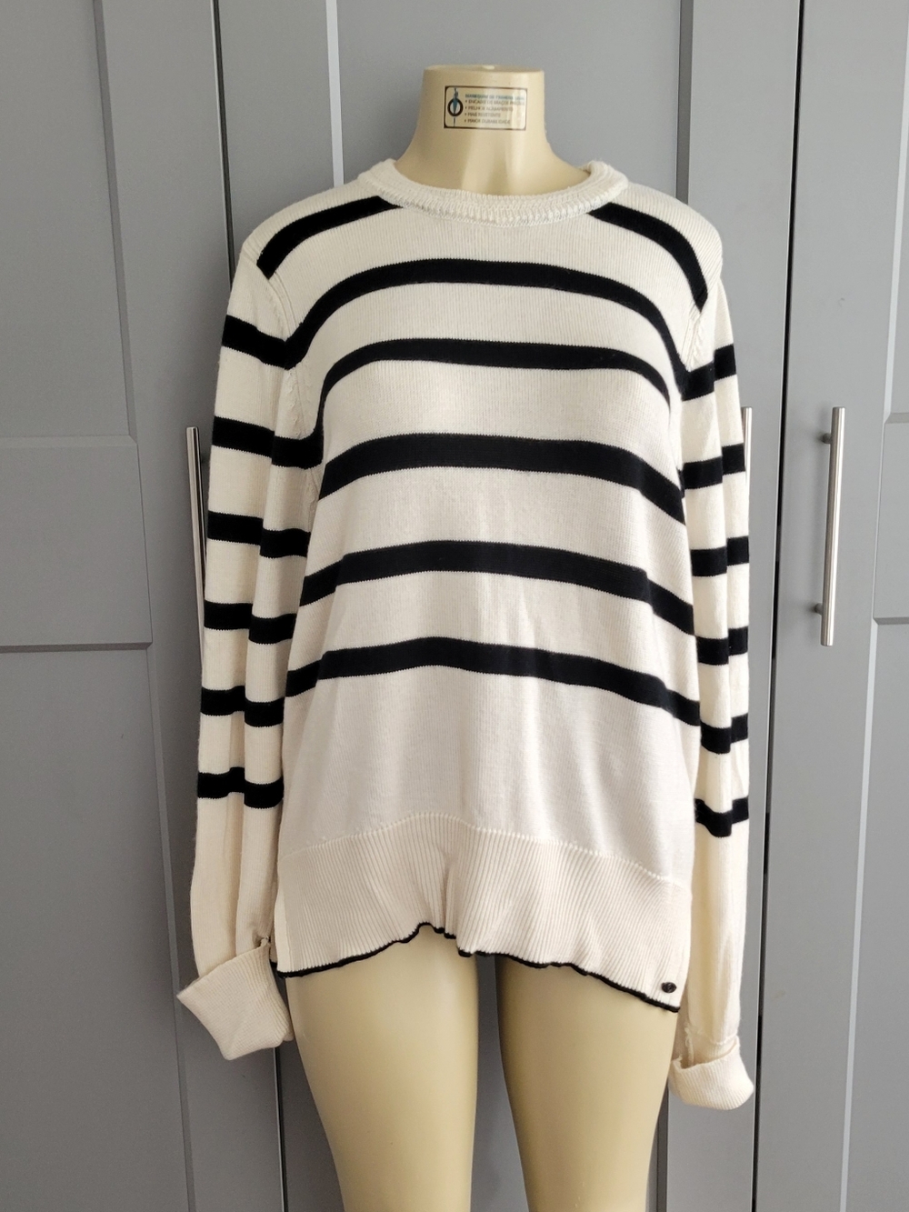 Alchemy  Aquipment Striped Crewneck Sweater in White and Black